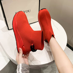 Knitted Slip On Sock Boots Platform Sneakers