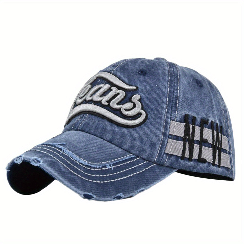 Letter Embroidered Vintage Baseball Cap Distressed Unisex Dad Hat
