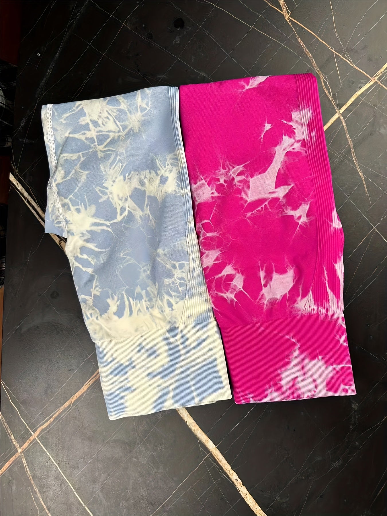 2pcs High Waist Tie Dye Yoga Shorts for Women