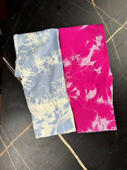2pcs High Waist Tie Dye Yoga Shorts for Women