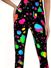 Splatter Print Sports Leggings Slim Stretchy Butt Lifting Yoga Pants