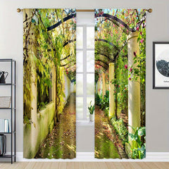 2pcs Modern Digital Printed Outdoor Curtains for Stylish Decor