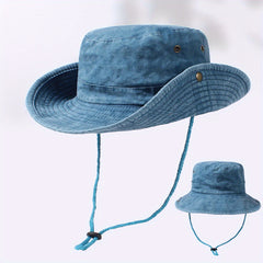 Western Cowboy Bucket Hat Distressed Sun Hat UV Protection