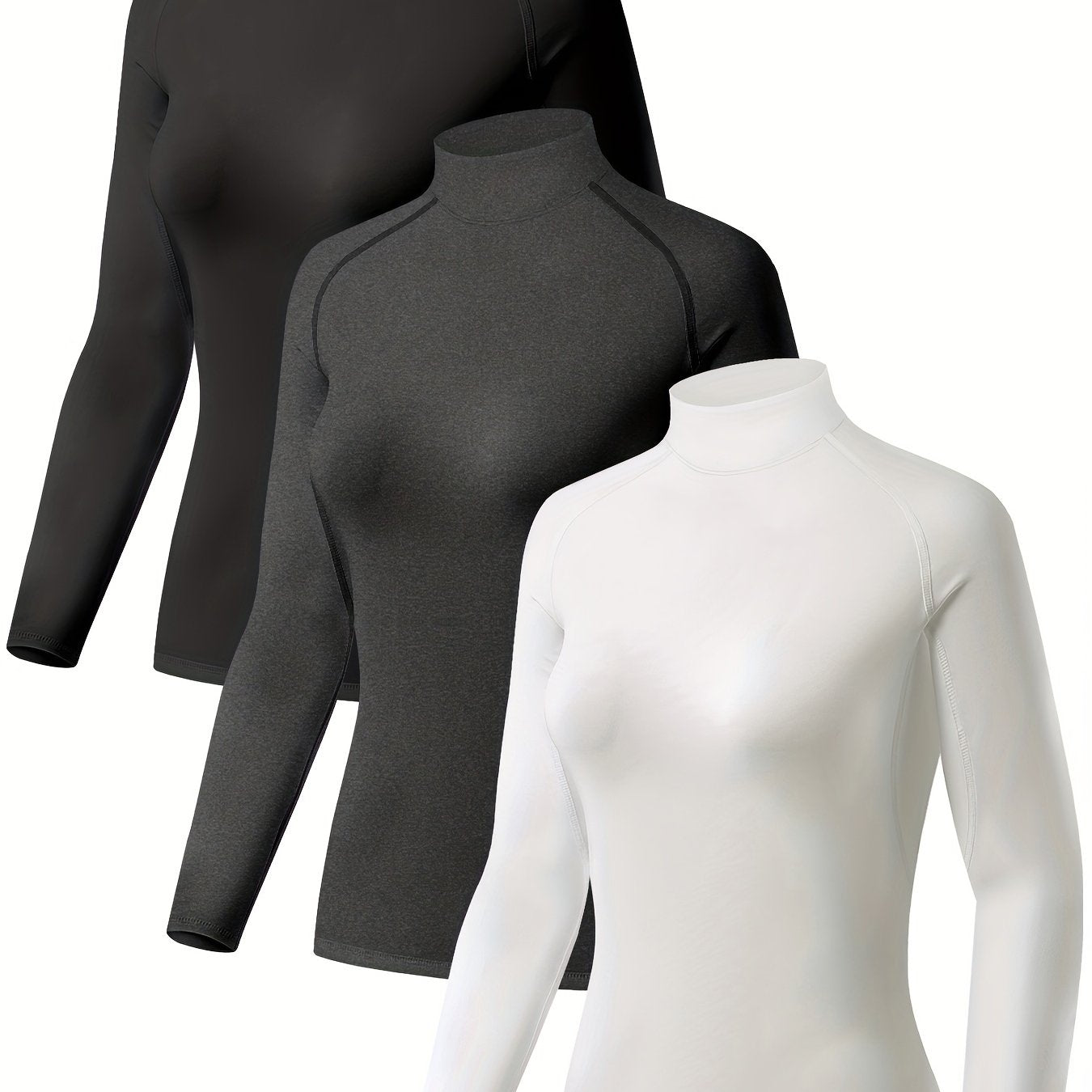 High Turtleneck Pullover Top Long Sleeves Stretch Warm Shirt Women