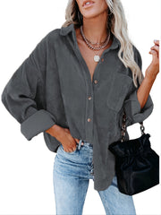 Solid Lapel Long Sleeve Jacket for Women