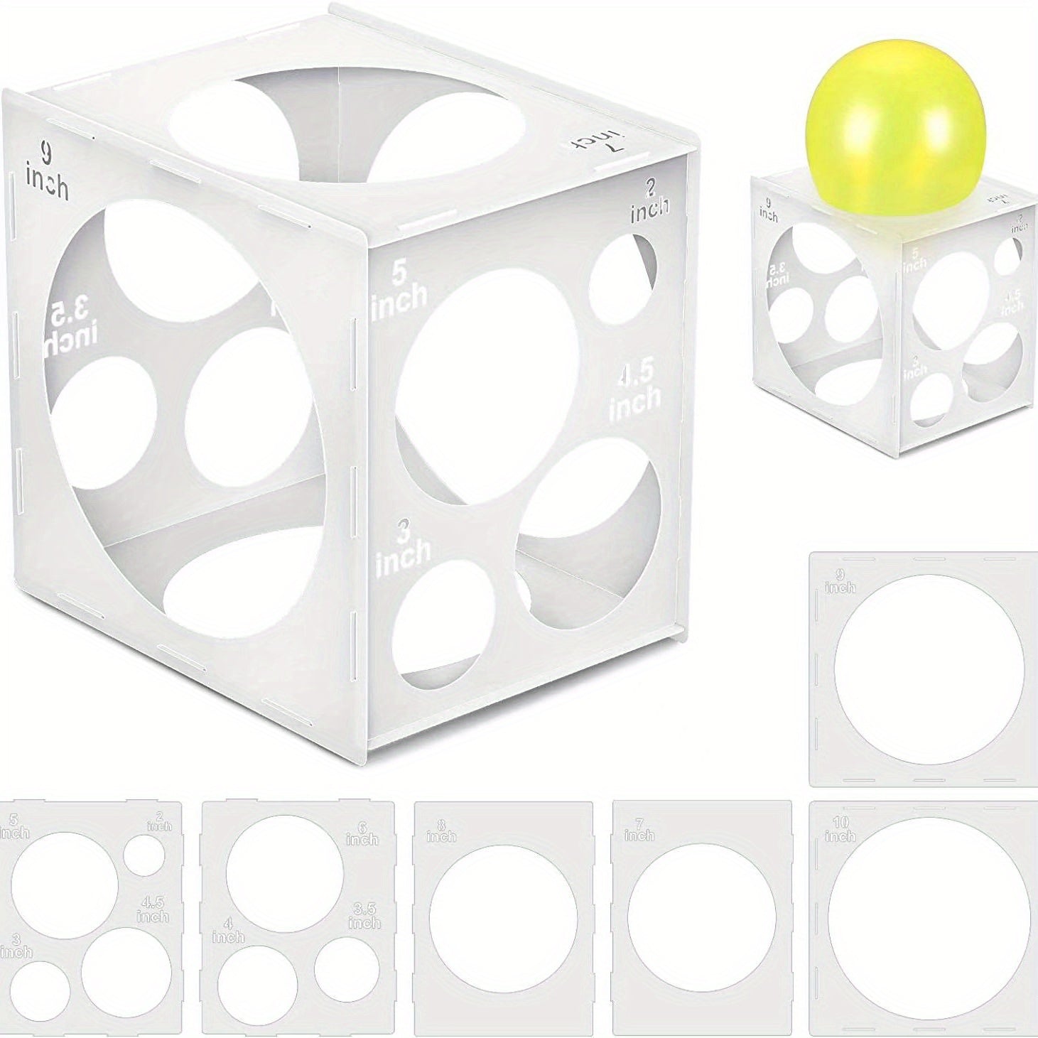 Collapsible Balloon Sizer Cube Box - Size Measuring Tool for Arch