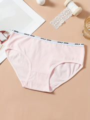 5pcs Letter Tape Briefs Stretchy Intimates Panties Women's Lingerie