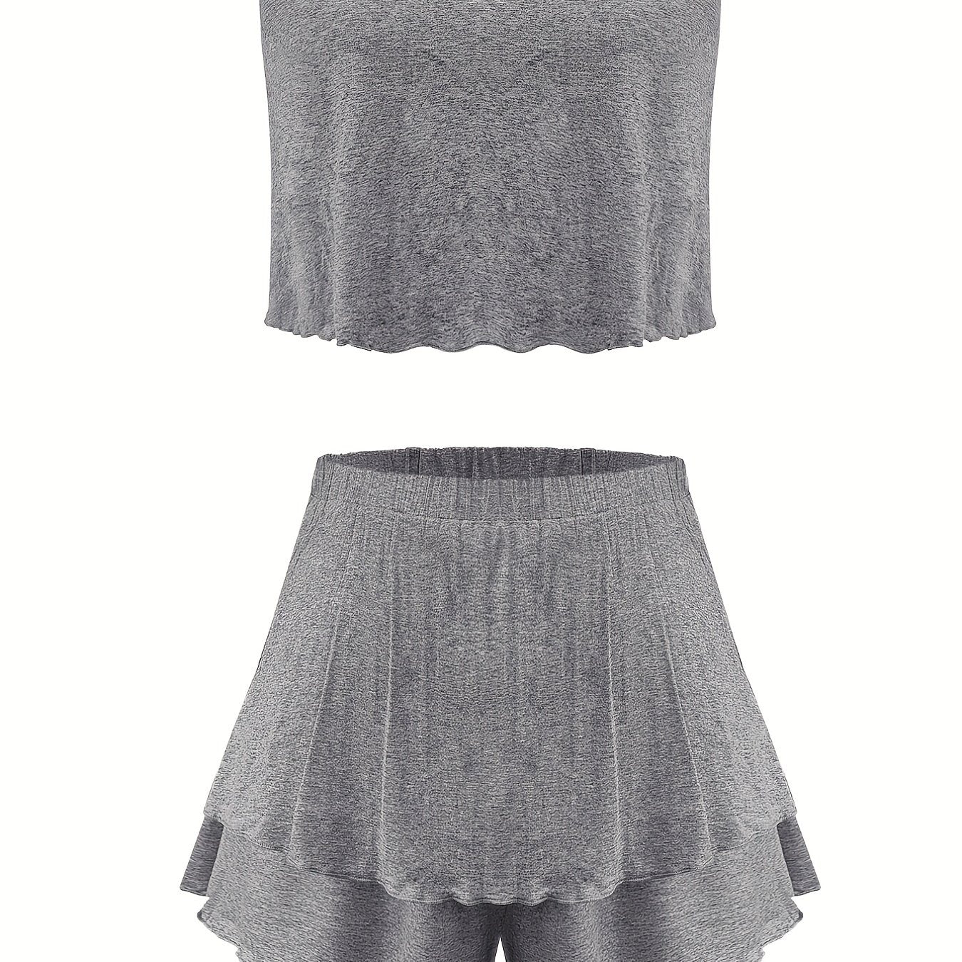 Casual Two Piece Set: Ruched Tube Top & Shorts