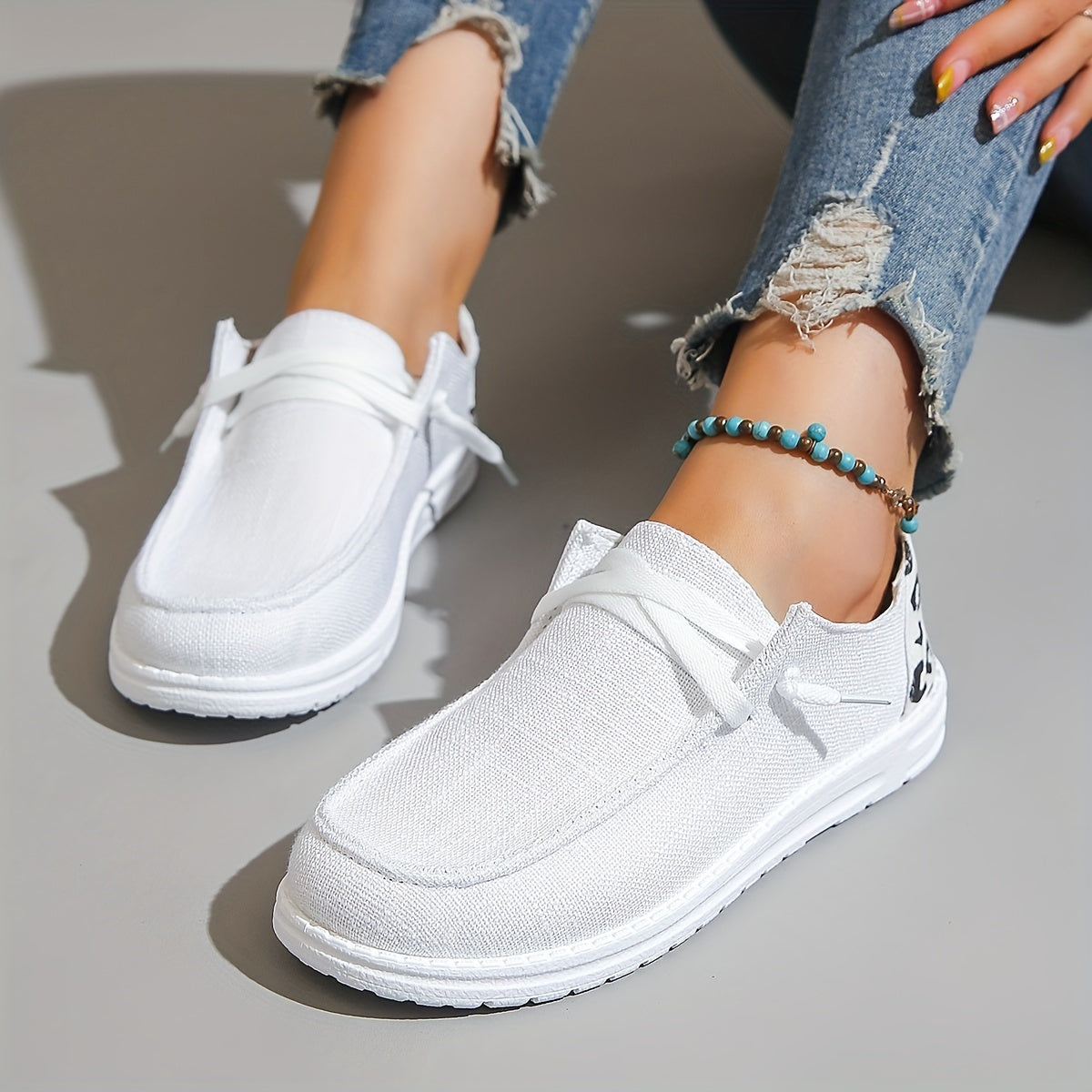 Women's Leopard Print Canvas Slip On Sneakers