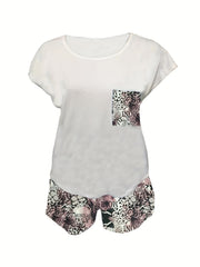 Butterfly & Letter Print Two Piece Set Casual T Shirt & Loose Shorts Outfits