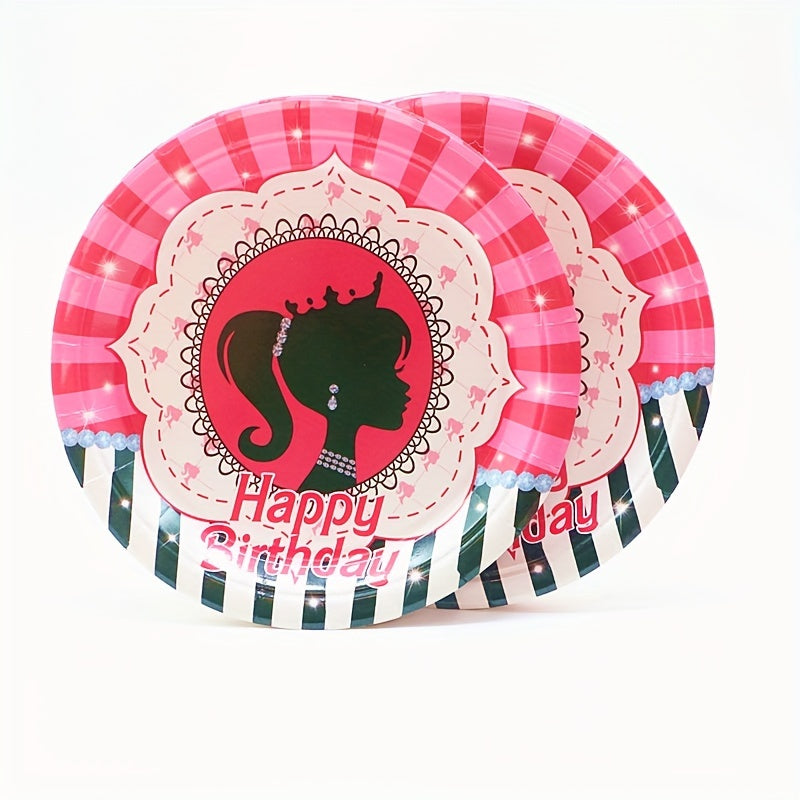 20 Pink Party Plates Princess Birthday Plate Set Cake Paper Dessert Decorations