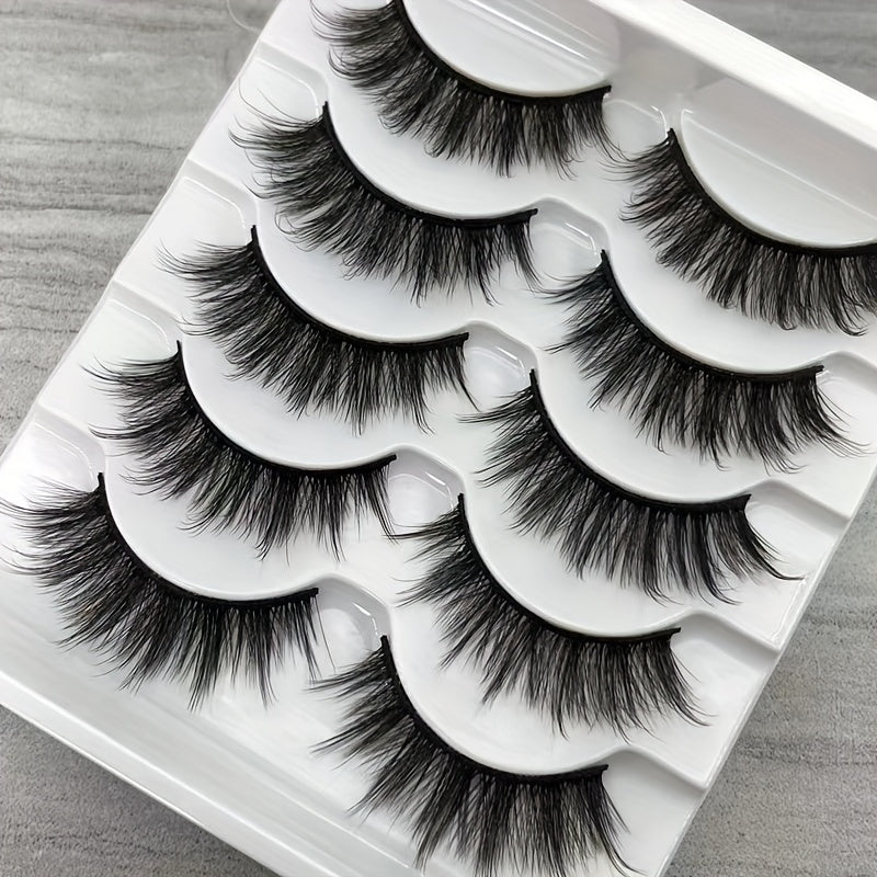 3D False Eyelashes Chemical Fiber Natural Bushy Lashes 5 Pairs