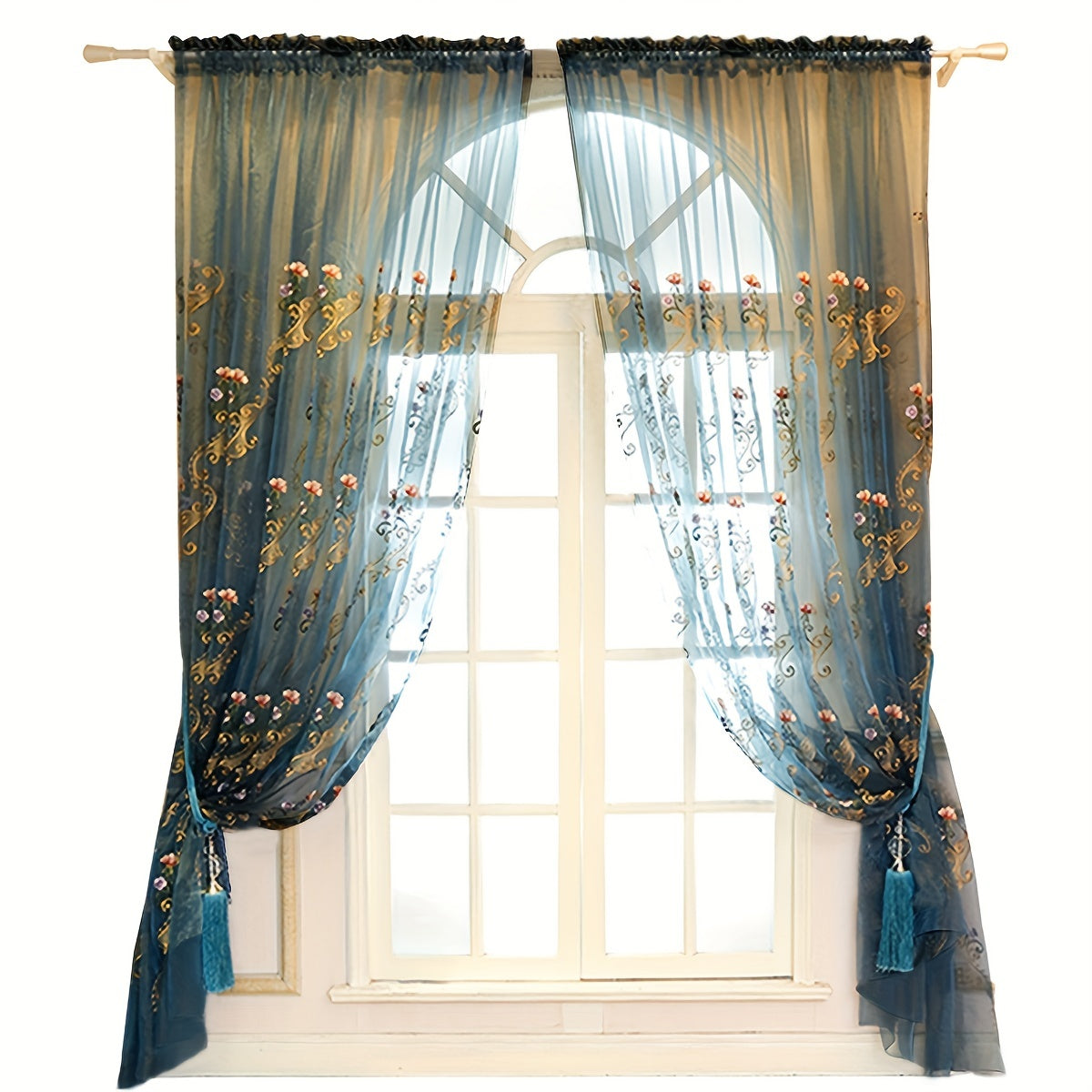Elegant Sheer Embroidered Curtain