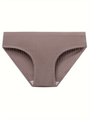 6 Pack Women's Plus Size Ribbed Mid Waisted Comfort Soft Briefs Set