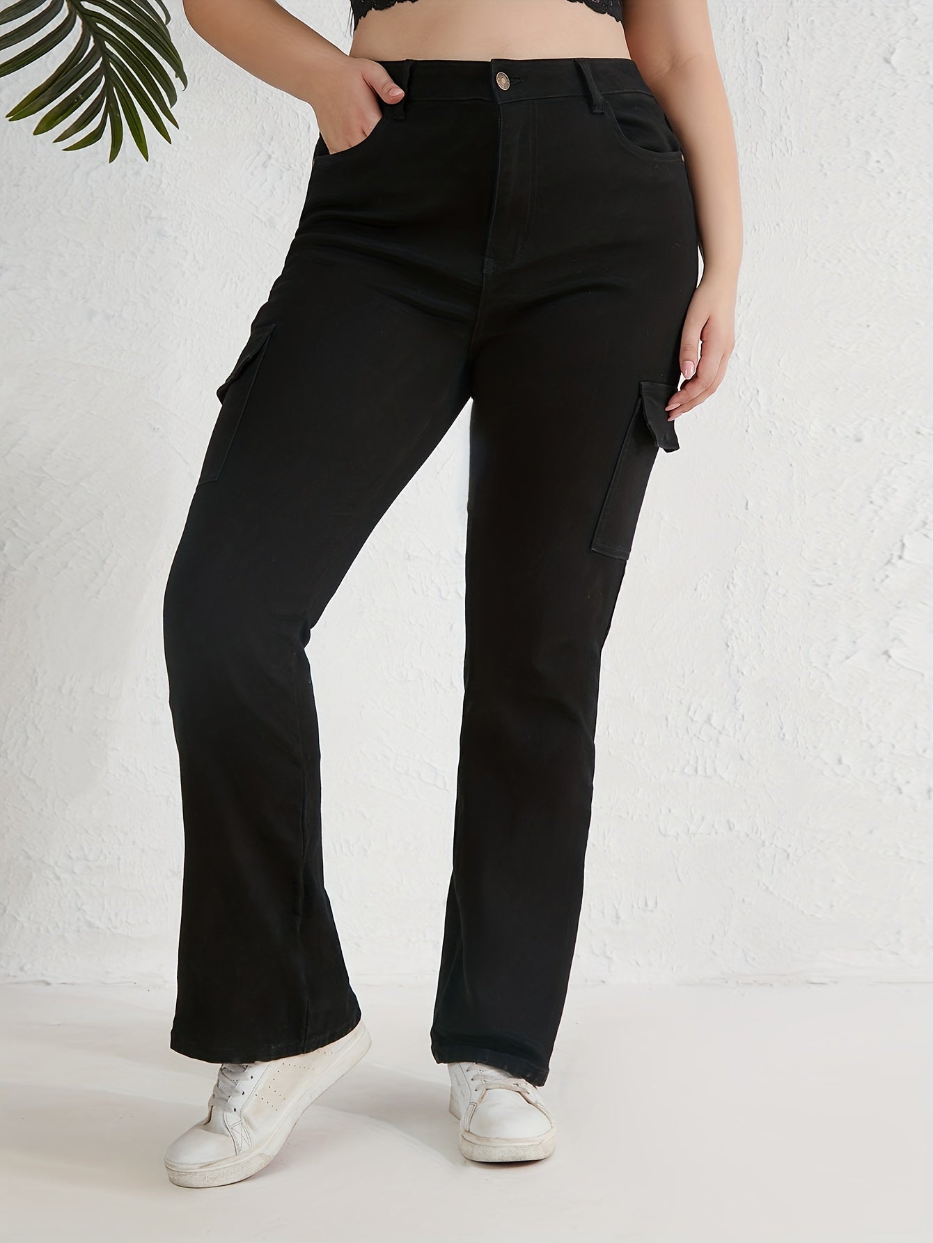 Stretch Cargo Flare Leg Jeans