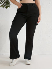 Stretch Cargo Flare Leg Jeans