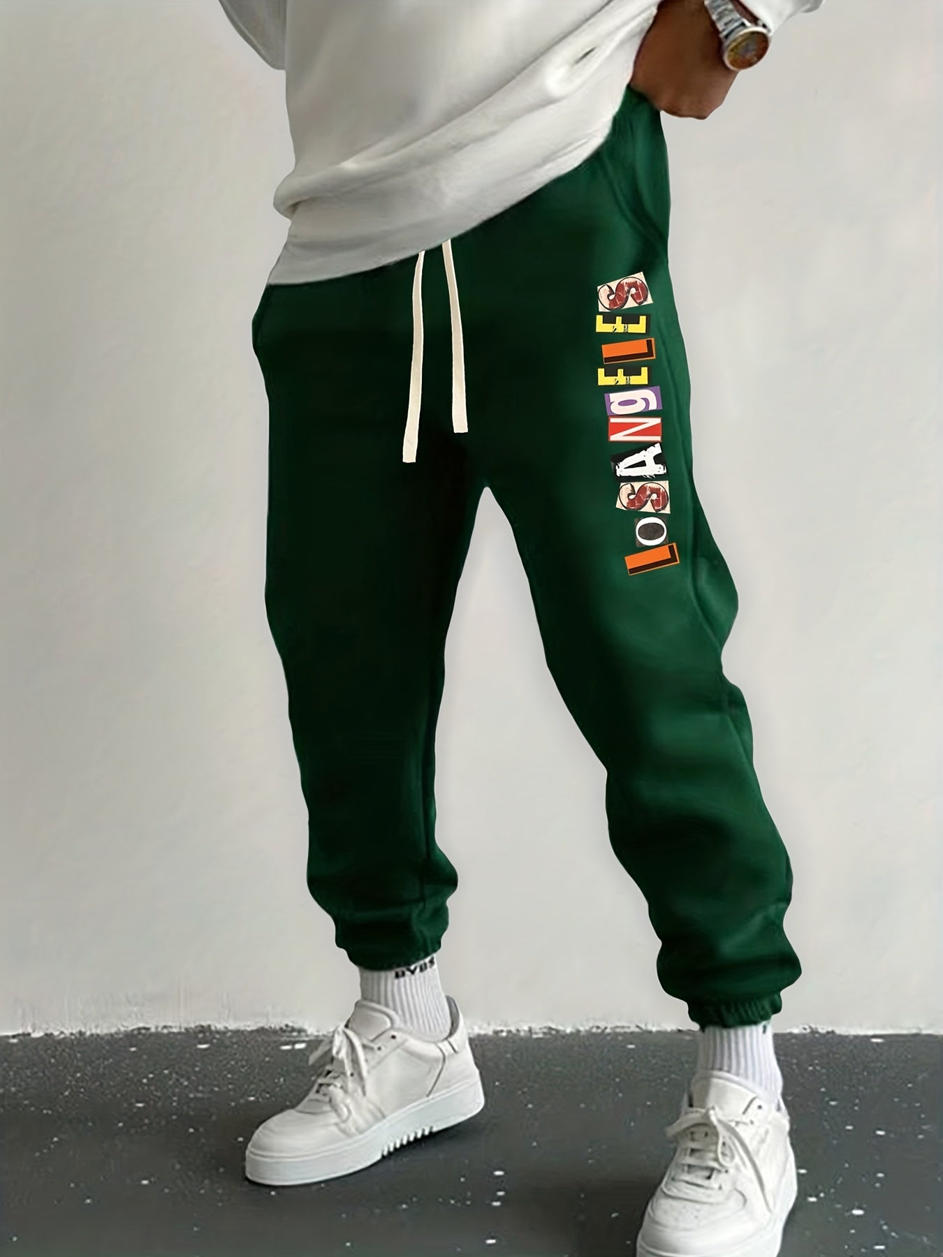 LA Print Drawstring Sweatpants Loose Fit Casual Joggers Spring Autumn