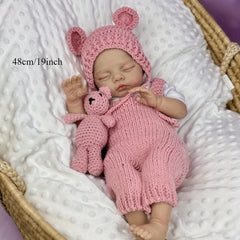 19inch Reborn Baby Doll Girl Vinyl Limbs Body Asleep Doll Pink Set Gift