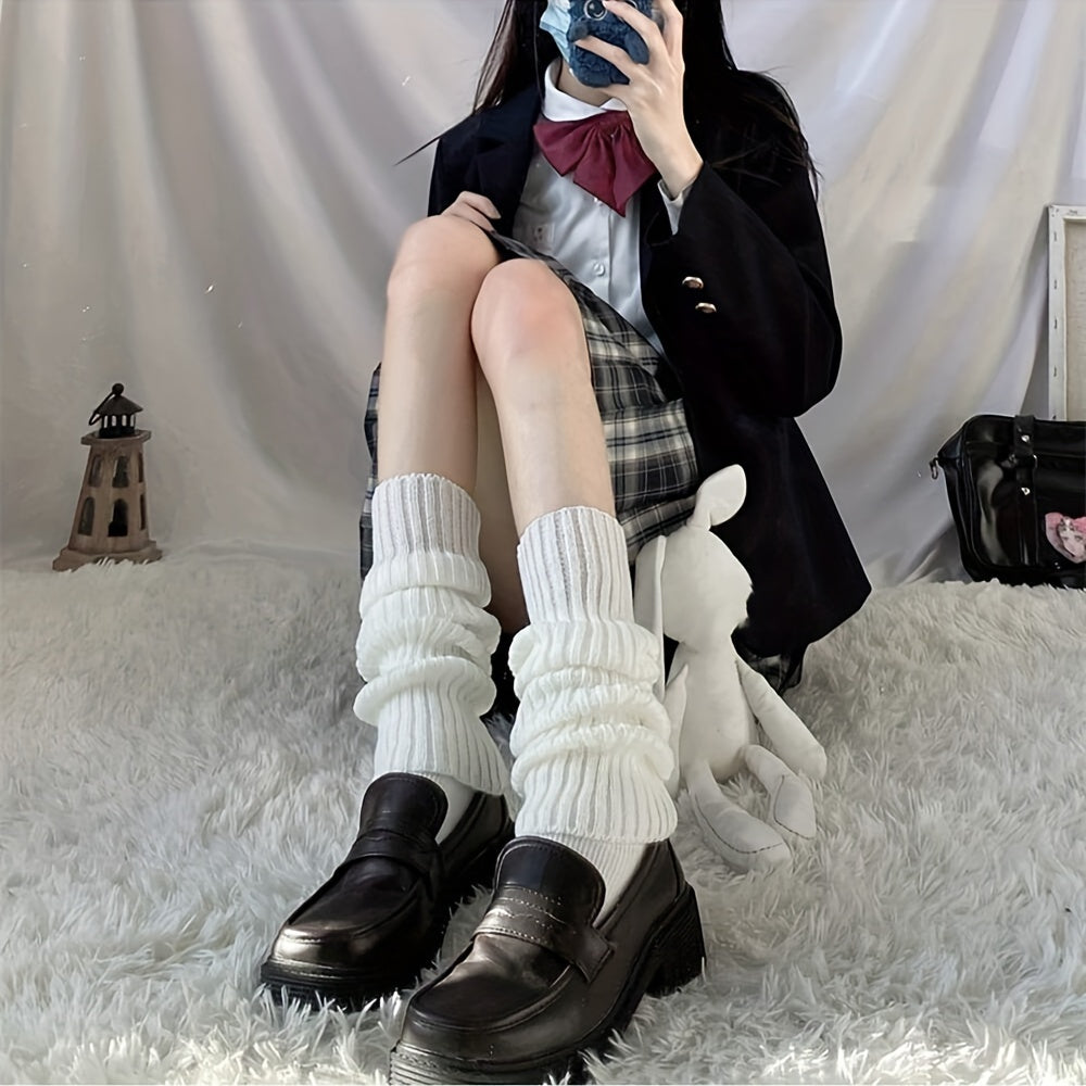 Rib Knit Leg Warmers Knee High Socks Women's Stockings & Hosiery
