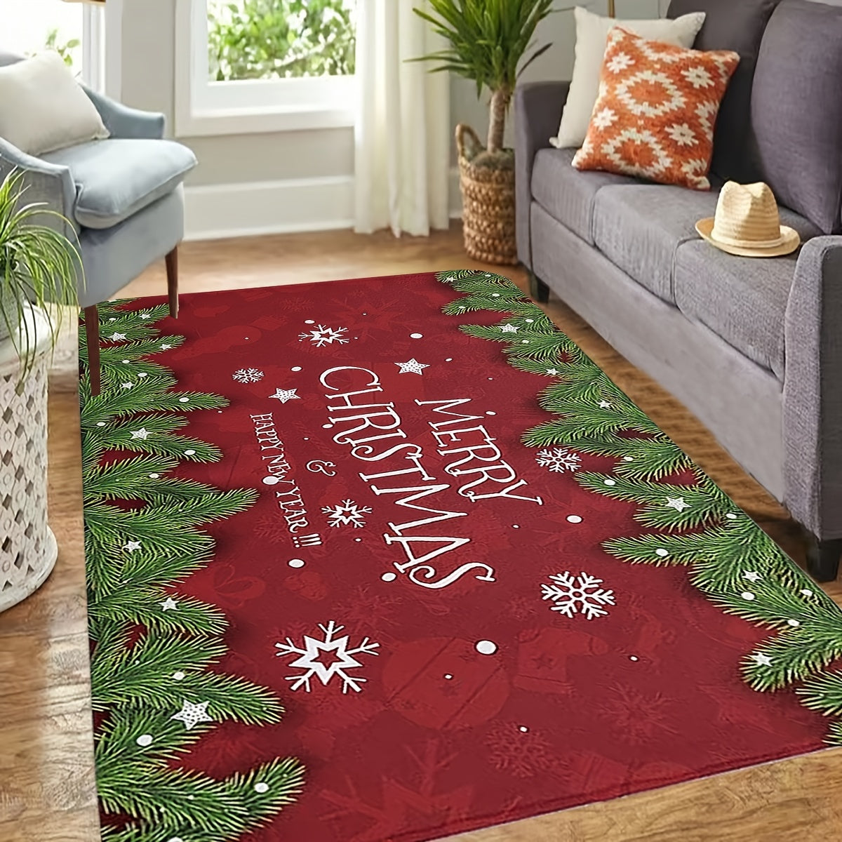 MERRY CHRISTMAS Kitchen Rug Flannel Living Room Carpet Mat