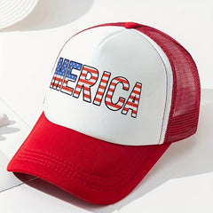 MERICA Printed Baseball Cap Unisex Mesh Breathable Sun Hat Patriotic Trucker Hat