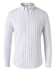 Men's Stripe Print Button Up Shirt