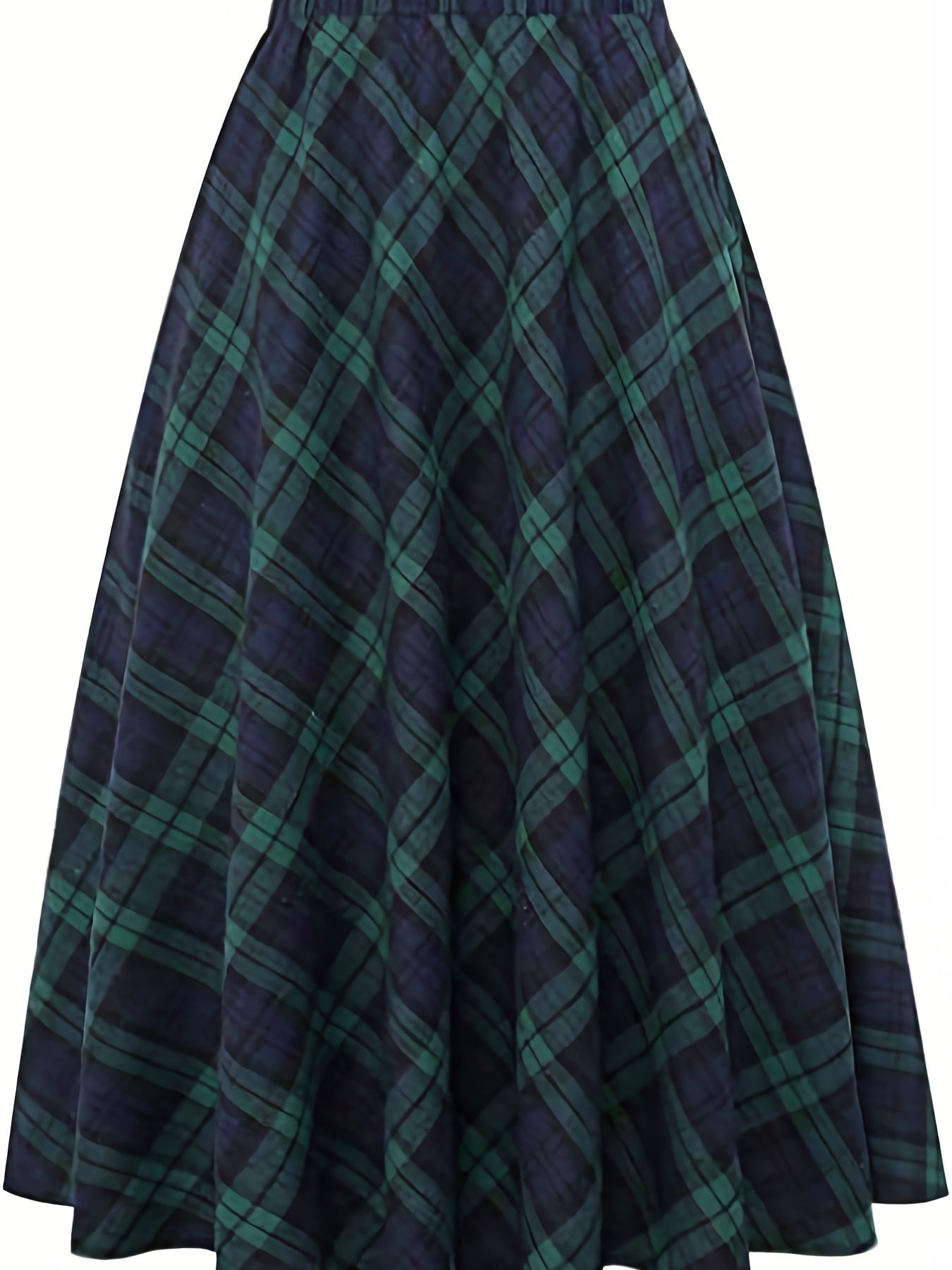Plaid Print Maxi Skirt with Pockets