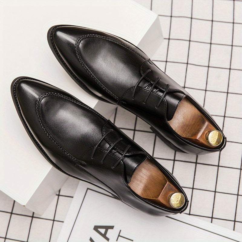 Men's Derby Shoes Lace up Front PU Leather Dress Shoes For Men