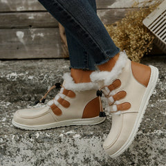 Women's Non-slip Thickened Snow Boots Lace Up Warm Snow Sneakers