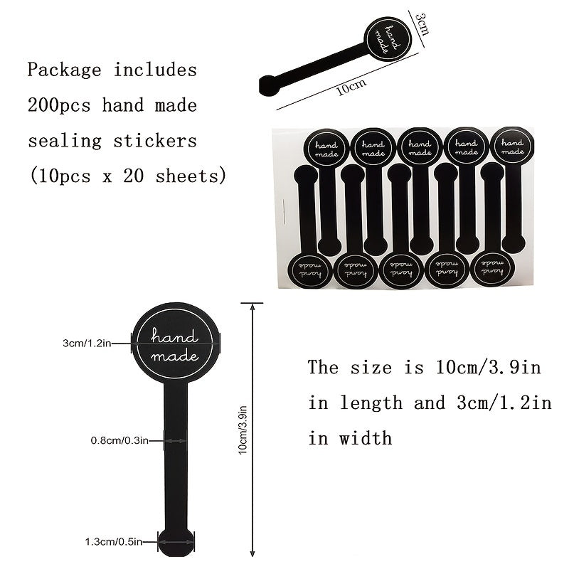 200pcs Lollipop Cake Packaging Seal Sticker 10x3cm