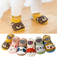 3 Pairs Baby Girls Cartoon Animal Floor Socks Anti-skid Breathable Comfy Socks