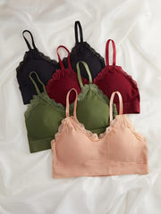 4 Pcs Lace Wireless Bra Comfy & Breathable Intimates Bralette Women's Lingerie