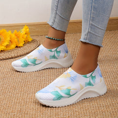 Women's Floral Print Sneakers Lightweight Casual Outdoor Sporty Shoes