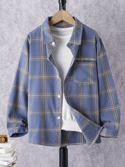 Boys Plaid Button Down Shirt Casual Long Sleeve Lapel Shirt