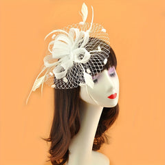 Vintage Mesh Headdress Faux Feather Head Piece for Horse Racing