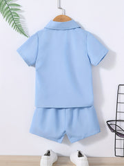 Boys Pockets Outfit Set - Comfy Shirts & Shorts for Summer