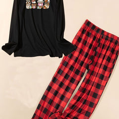 Christmas Lounge Set Gingerbread Man Tee & Plaid Pants Pajamas