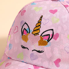 Unicorn Heart Print Kids Baseball Cap Sun Protection Hat