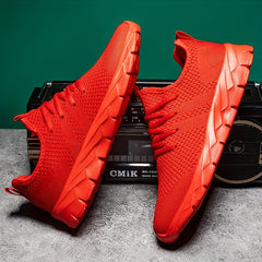 Red Lace Mesh Running Shoes for Women