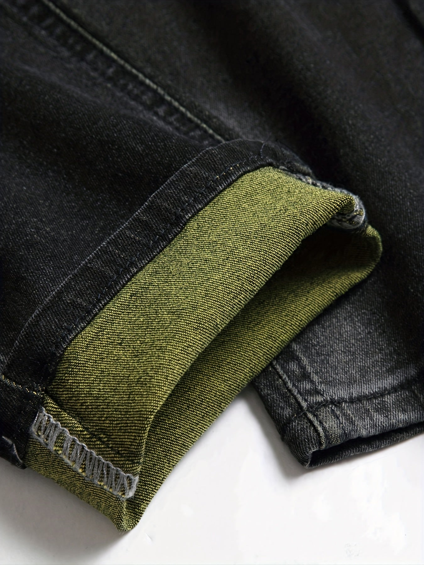 Men's Ripped Skinny Distressed Slim Jeans with Yellow Stitching