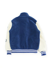 Men's Casual Lamb Fleece Block Jacket With Embroidered Patches