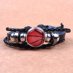 Soccer Decor Bracelet Braided Faux Leather Fashionable Jewelry
