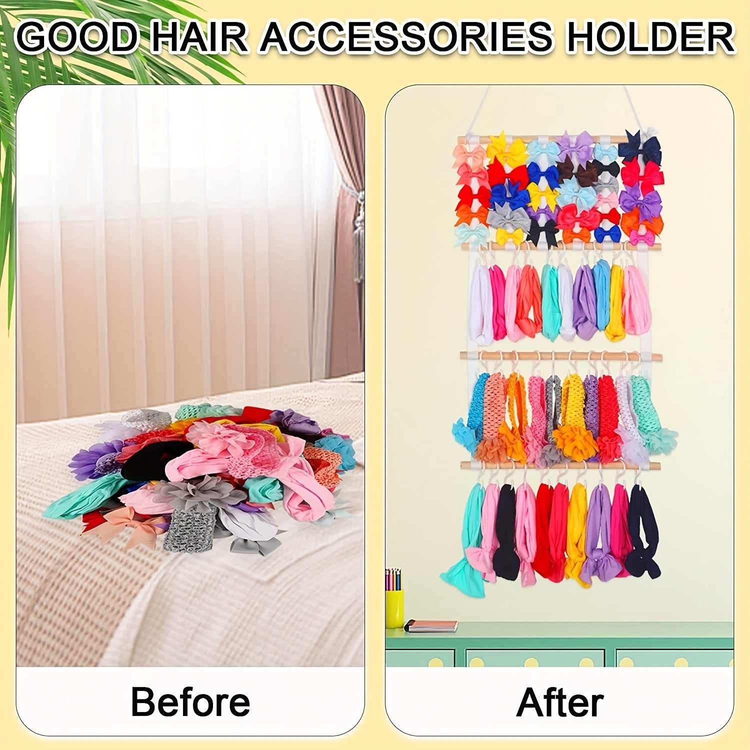 Baby Girl Headband & Hair Clip Holder, Large Capacity Organizer with Hook
