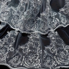 Royal Court Style Double Layer Sheer Curtain Embroidered Floral Lace