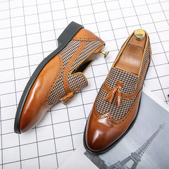 Men's Wingtip Brogue Oxford Shoes Pointed Toe Tassel Loafers
