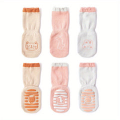 3 Pairs Cartoon Animal Knit Floor Socks for Toddlers