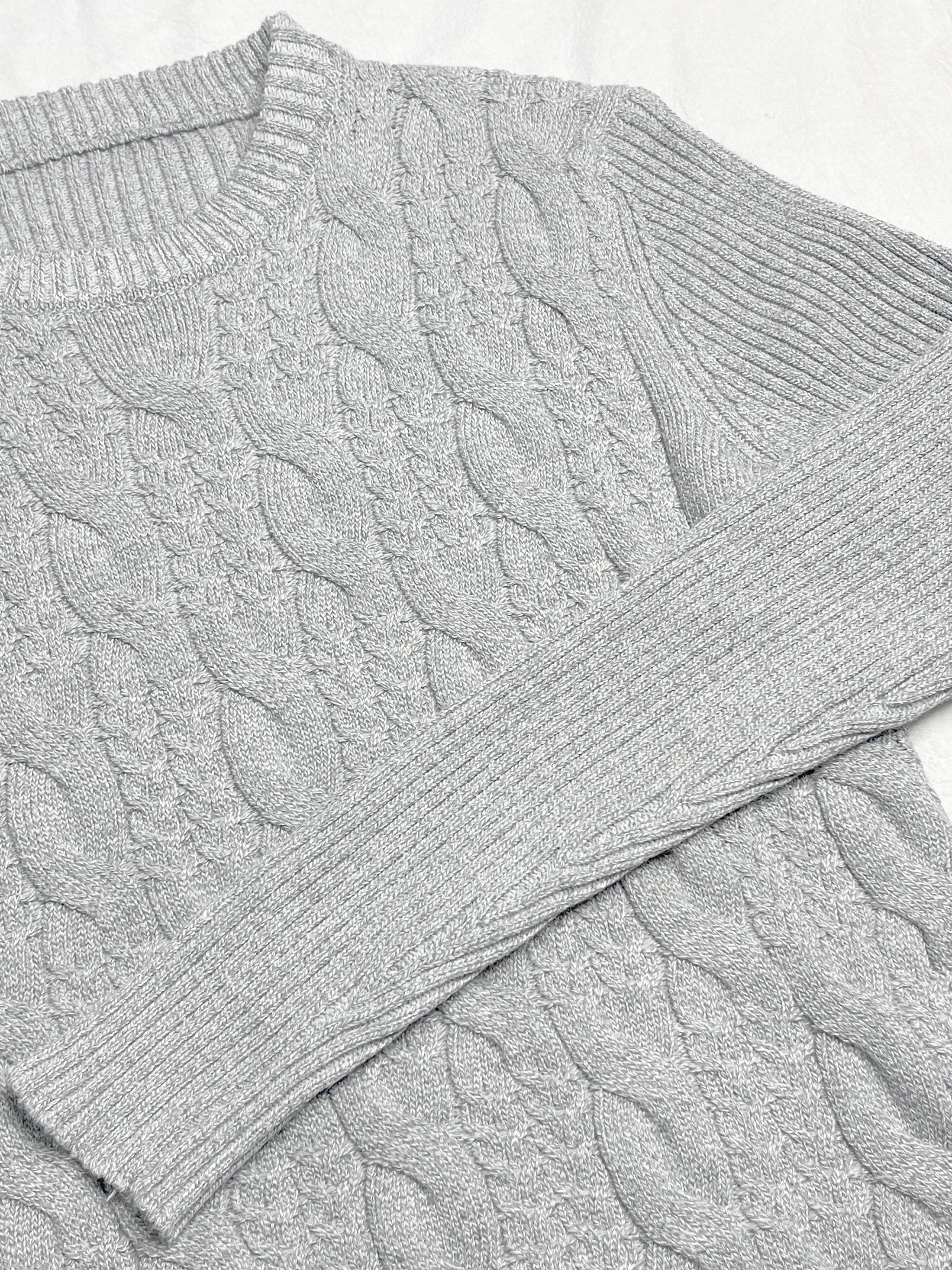 Solid Cable Sweater Men's Warm Crew Neck Pullover For Fall Winter