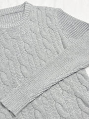 Solid Cable Sweater Men's Warm Crew Neck Pullover For Fall Winter