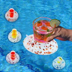 12PCS Inflatable Pool Floats with Drink Holders and Sequin Floating Cup Holders