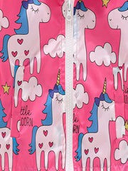 Girls Unicorn Print Hooded Jacket for Winter
